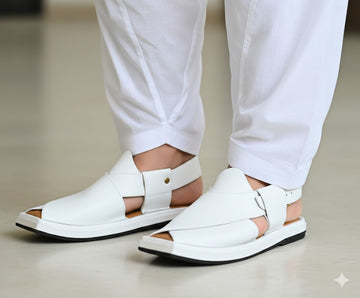 Lumina White Horizon Premium Handmade Peshawari Chappal (10 Hazar + Orders Dispatched